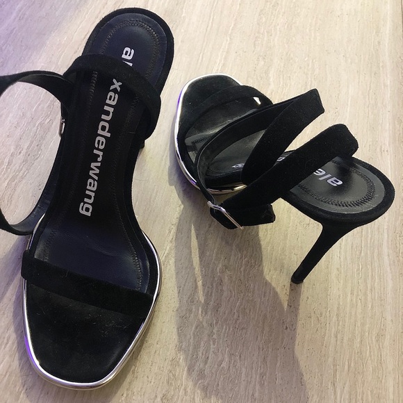 AlexanderWang Cady Metallic-trimmed Suede Platform - Picture 2 of 3